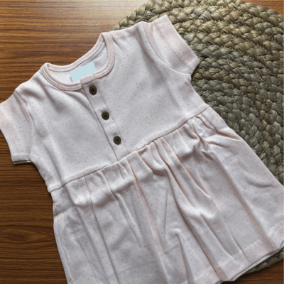 Cotton Knitted Frock - Orange Dot